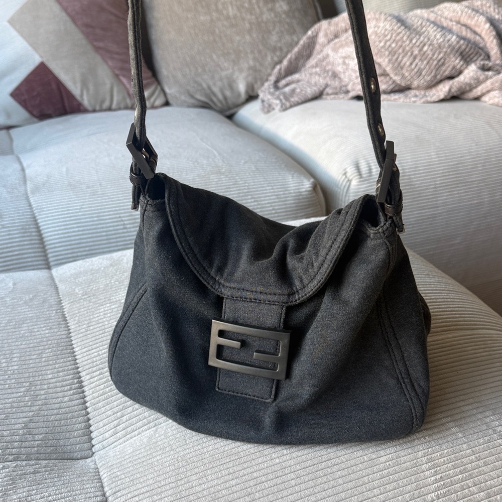 Fendi Grey Cotton Baguette